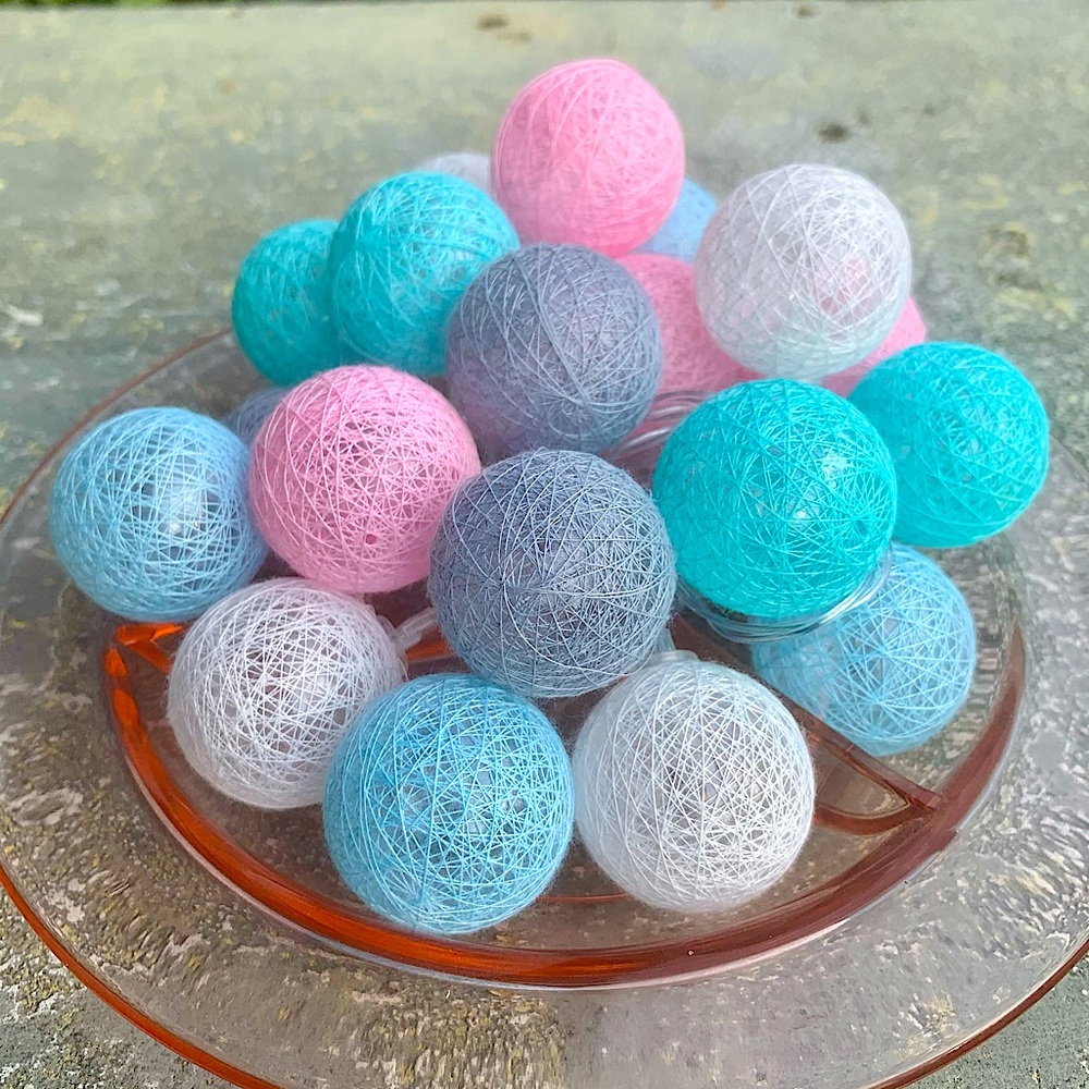 COPY - Woven Cotton Ball String Lights